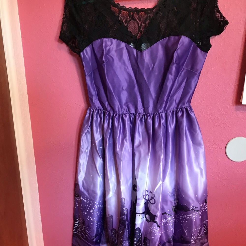 Purple short sleeved Christmas Dress